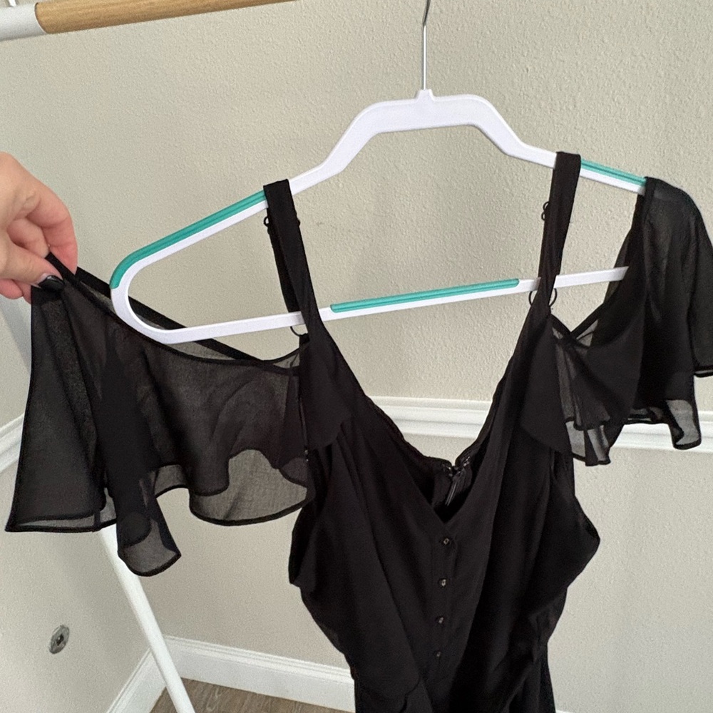 City Chic Size 20 Black Romper with Ruffle Sleeve - Picture 3 of 7
